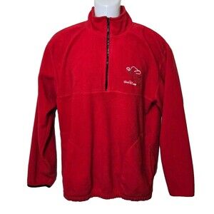 Walt Disney World Pullover Mens Medium Red Fleece Sweater Shirt Mickey Mouse
